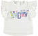 T-shirt smanicata 100% cotone con scritta floreale ido BIANCO-0113