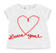 T-shirt 100% cotone con cuore e scritta Love you in organza ido BIANCO-0113