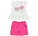 Coloratissimo completo bambina formato da t-shirt e shorts ido BIANCO-FUXIA-8043