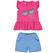 Coloratissimo completo bambina formato da t-shirt e shorts ido FUXIA-AZZURRO-8418