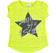 T-shirt 100% cotone con stella glitter ido GIALLO FLUO-1499