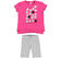 Completo maxi t-shirt con stelle e leggings ido FUXIA-GRIGIO-8065
