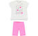 Completo maxi t-shirt con stelle e leggings ido BIANCO-ROSA FLUO-8377