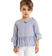 Top camicia manica 3/4 a campanella fantasia a righe ido NAVY-3854